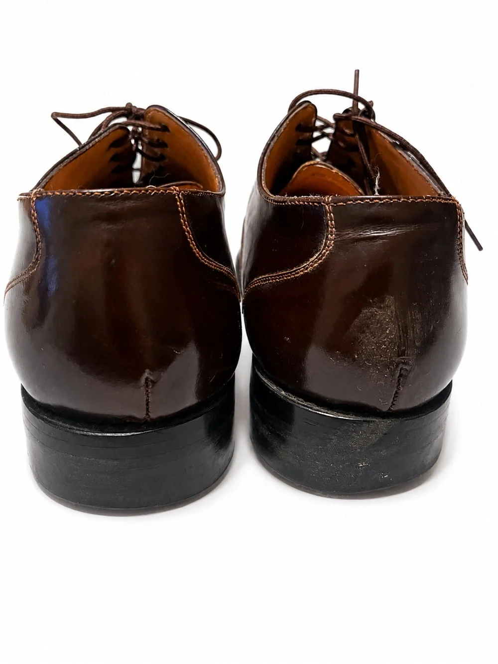 Men's LEATHER CLASSICS Brown Leather Cap-Toe Derby Lace-Ups 7.5D